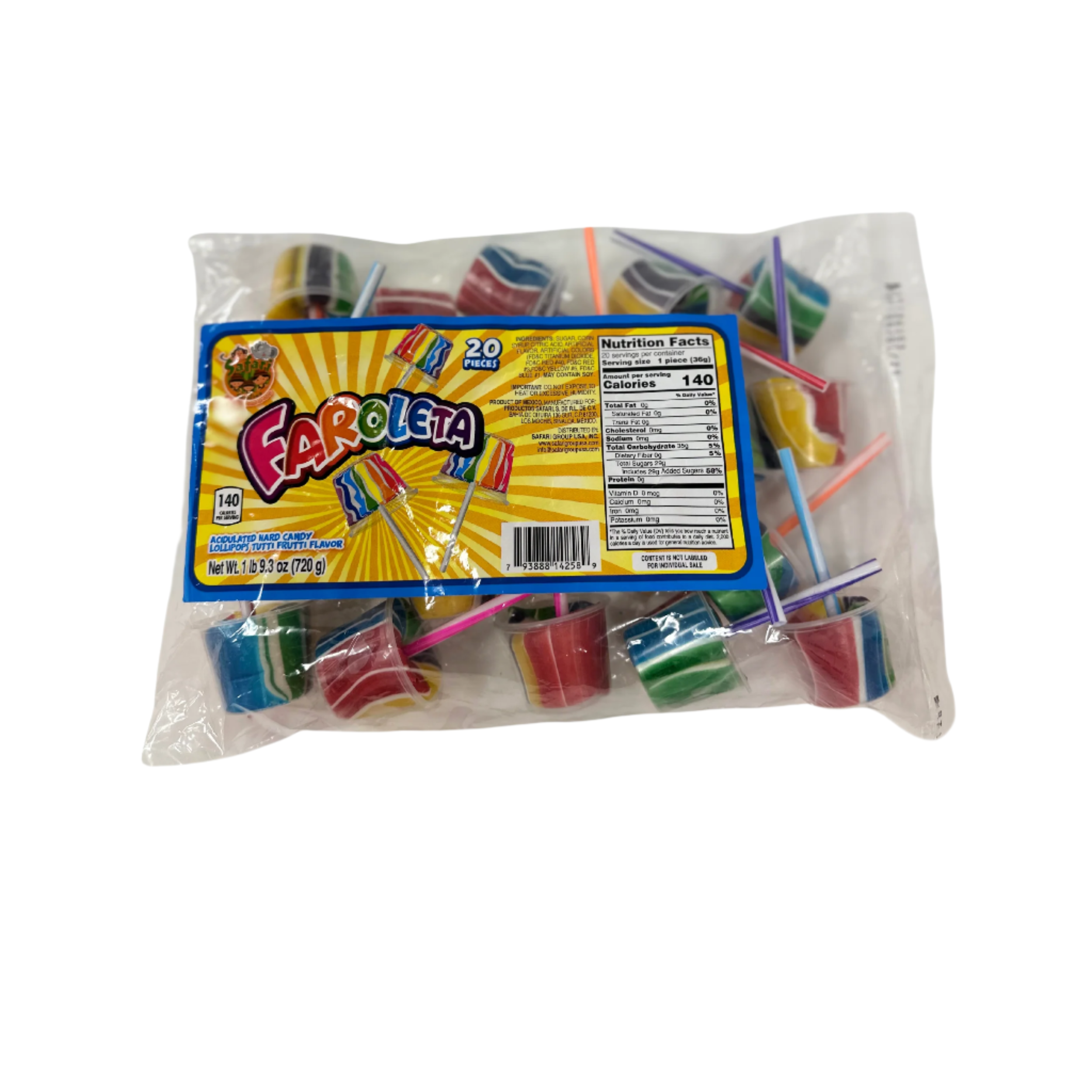 safari hard candy lollipop 20 pieces